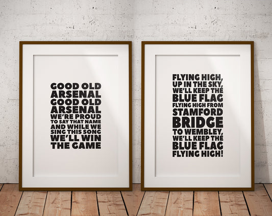 cup final day buy good old arsenal lyric print football chant terrace anthem soccer decor supporter art chelsea blue flag pixel8er