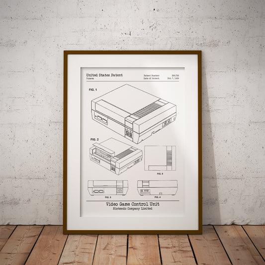 buy NES Console patent print poster design console geek nerd art retro vintage design pixel8er gift vintage retro present