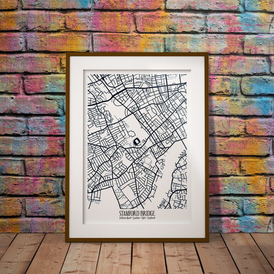 Buy map minimalist Chelsea stamford bridge Stadium Coordinates print pixel8er location buy decor football gift where dms home-ground place navigation geography 
