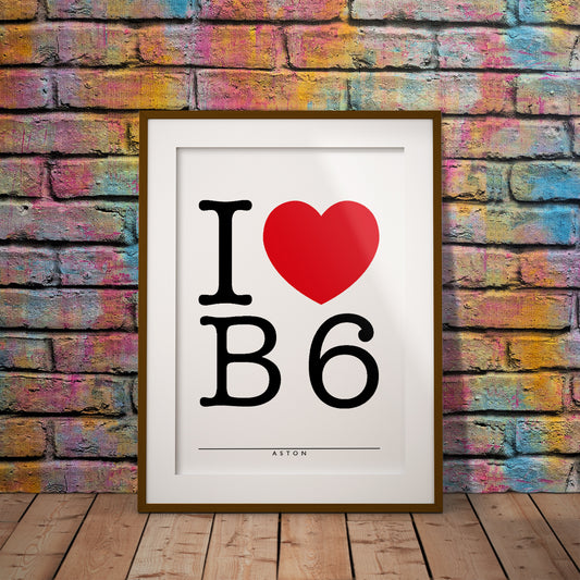 aston villa birmingham b6 villa park england football postcode location geography sporting fan soccer minimalist fun retro vintage dms travel stadium ground wall art home decor gift pixel8er holte end i love villains clarets 