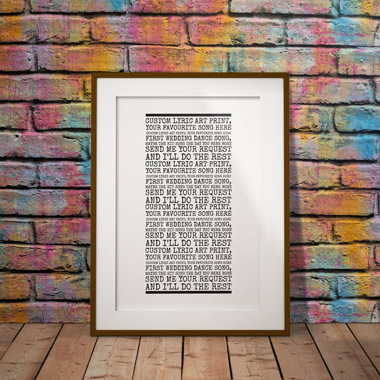 bespoke buy print lyric song pantera gift wedding birthday Metallica present marilyn manson oasis supergrass charlatans james request music dj custom personalised first dance anniversary