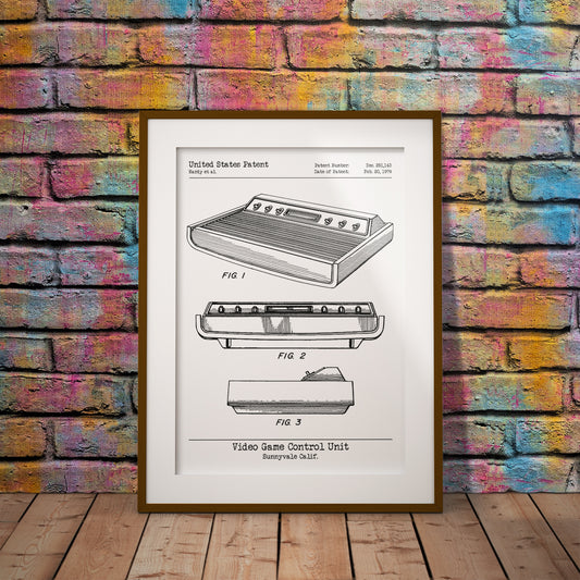 buy atari 2600 patent print retro gaming 70s woody nerd geek classic retro gamer wall decor art design 251143 pac man et computer fun interior download history gaming controller cartridge system video control united states switches