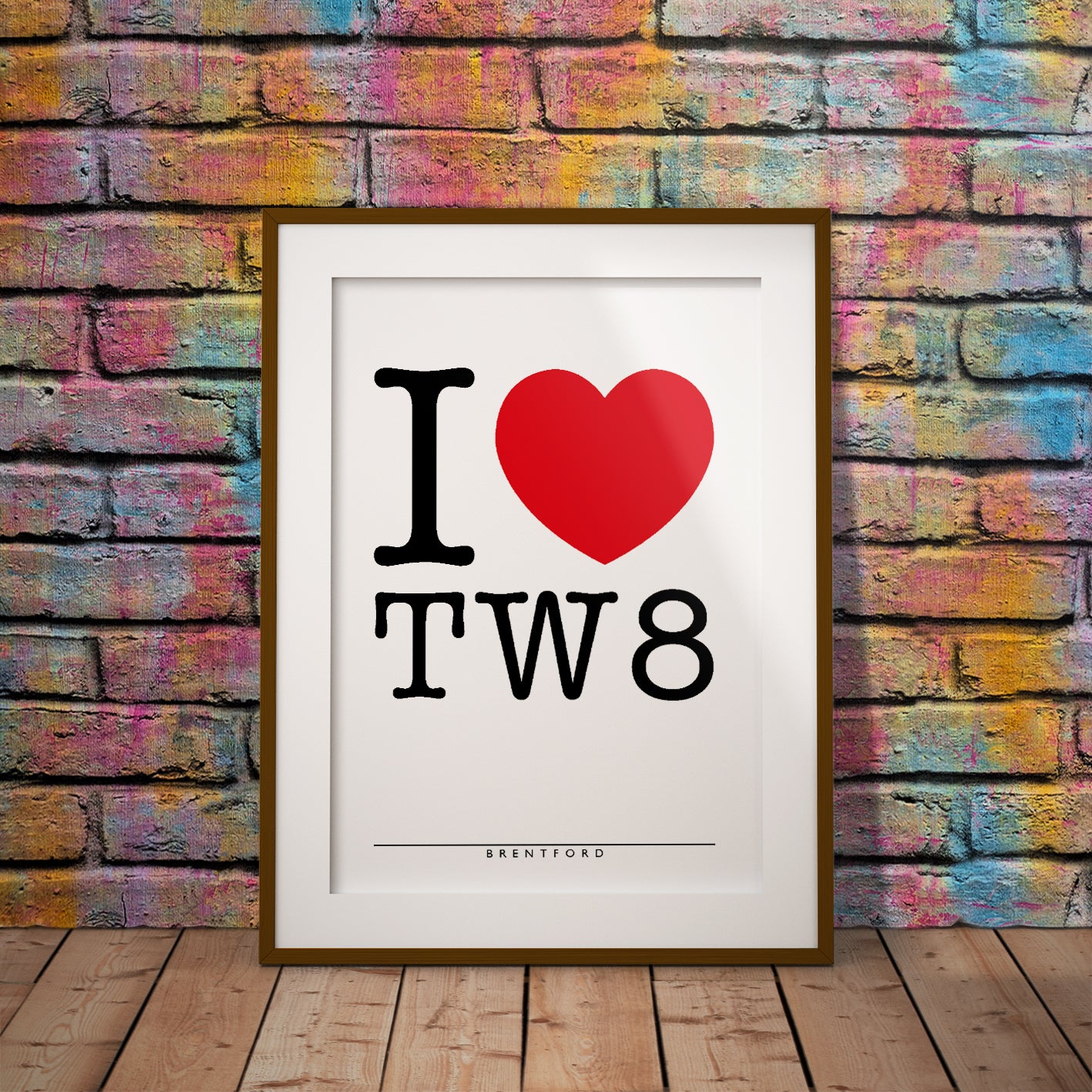 I love community london brentford griffin park tw80nt football postcode location- sporting fan soccer minimalist fun retro vintage dms travel stadium ground wall art home decor gift print design pixel8er