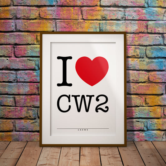 buy print wall decor I love crewe alexandra cw2 football fan soccer location geography heart retro fan stadium gresty road railway