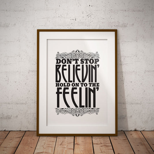 buy Dont stop believin hold on motivational quote lyric word minimalist print pixel8er instant digital downloadable download printable buy journey