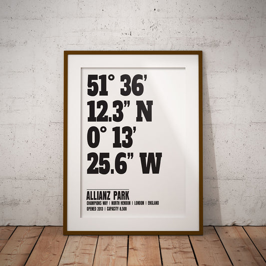 Saracens Allianz Park-buy-stadium-location-rugby-coordinates-dms-print-art-football-decor-pixel8er