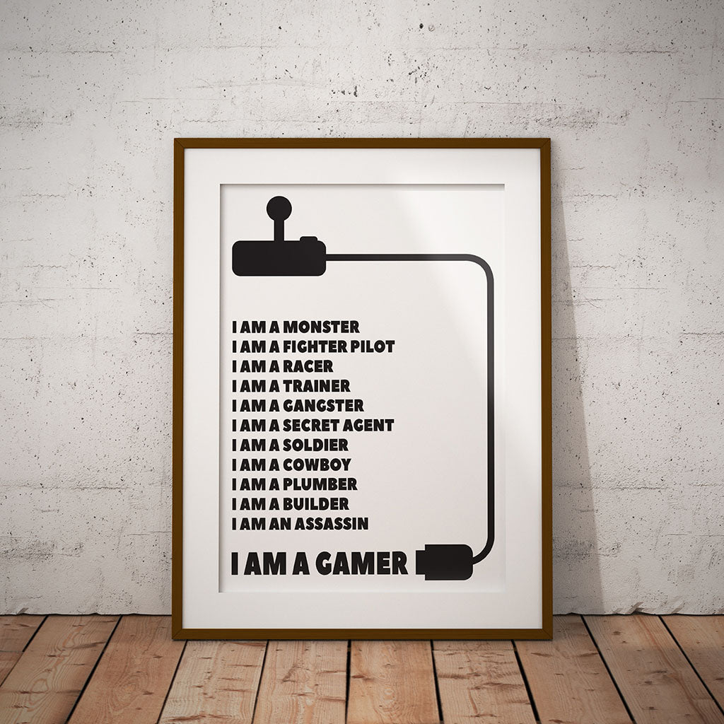 I Am A Gamer geek nerd decor plumber pixel8er fun wall game room gaming joystick monster gangster fighter soldier cowboy