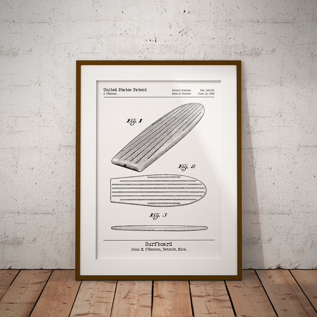 buy fun design surfing dude surfboard patent art print surfer decor pixel8er grunge beach holiday sport wipeout