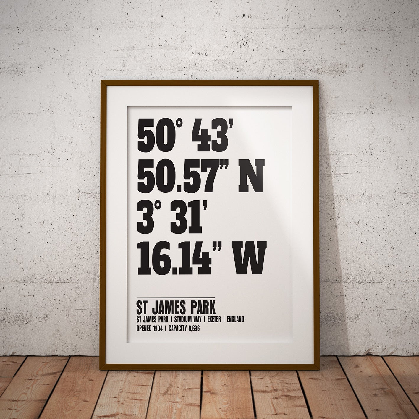 buy exeter st james park stadium coordinates location dms geography print art pixel8er wall decor gift instant digital downloadable download printable Grecians 