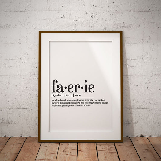buy faerie word definiton art word text fantasy mythical magic fairy fae pixel8er dictionary print poster decor English language fun children's instant digital downloadable printable download