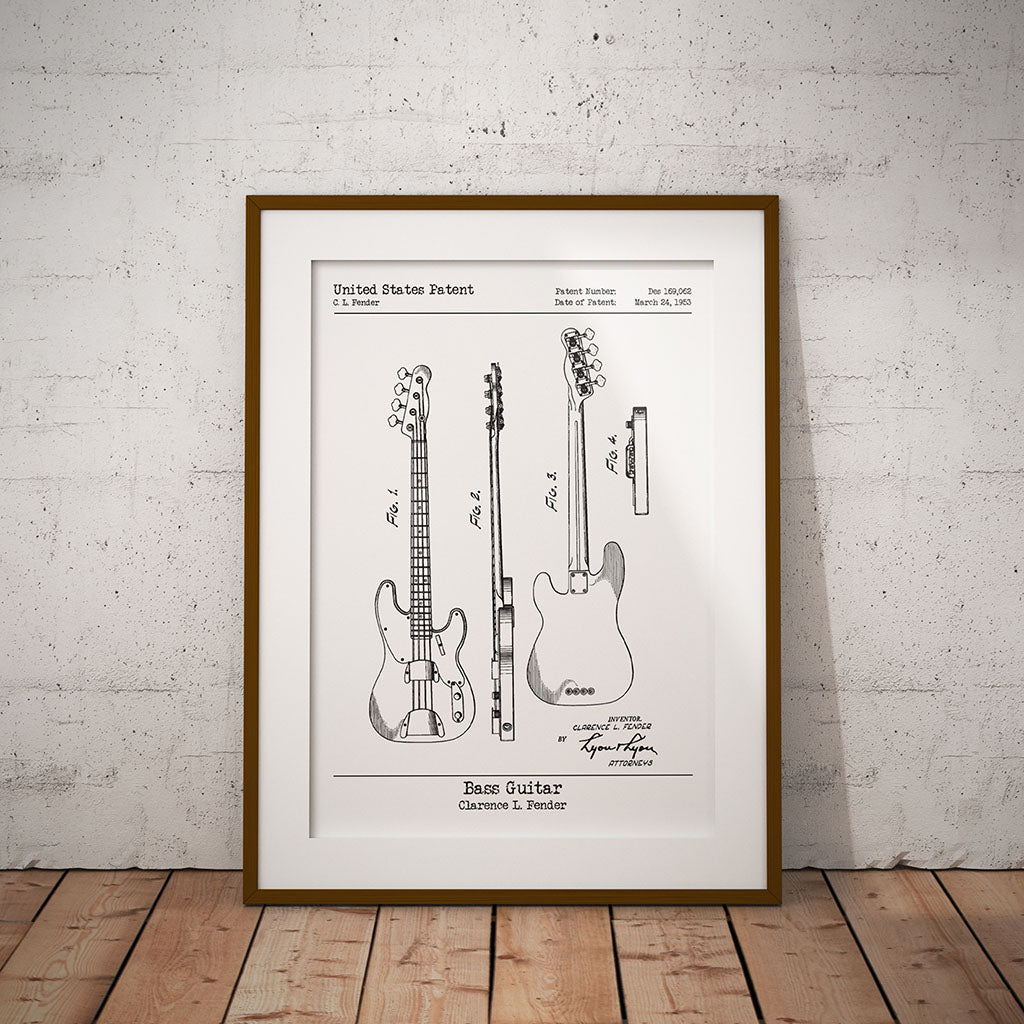 buy fender precision bass pick up guitar patent design print music gift decor pixel8er retro vintage rock music band heavy dude strum play musician teacher student 3302507