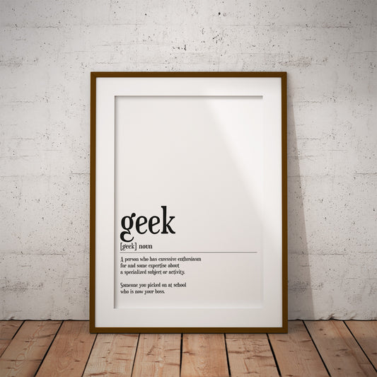 buy geek nerd word dictionary definition art print wall decor fun gamer humour pixel8er instant digital download downloadable printable English wall print gift present gamer collector