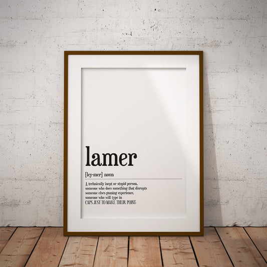 buy gift christmas lamer gamer gaming geek nerd definition funny word definition present wall decor art print word humour pixel8er
