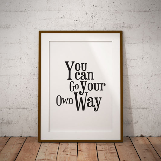 buy go your own way lyric print quote pixel8er song art words scandinvian minimalist motivational
