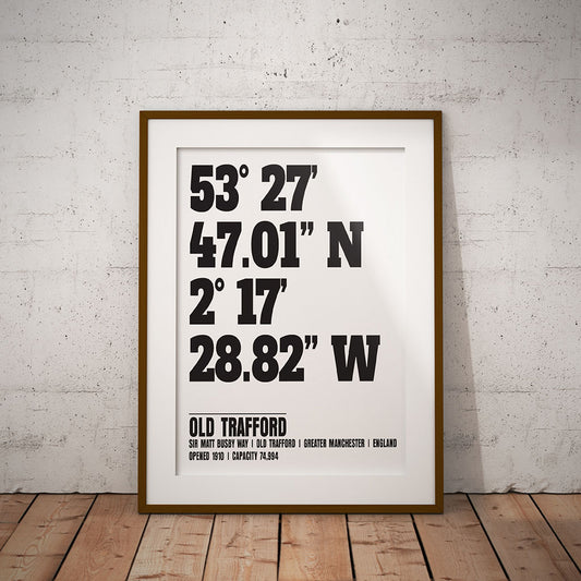 buy ground old trafford manchester united stadium location coordinates geography print pixel8er minimalist