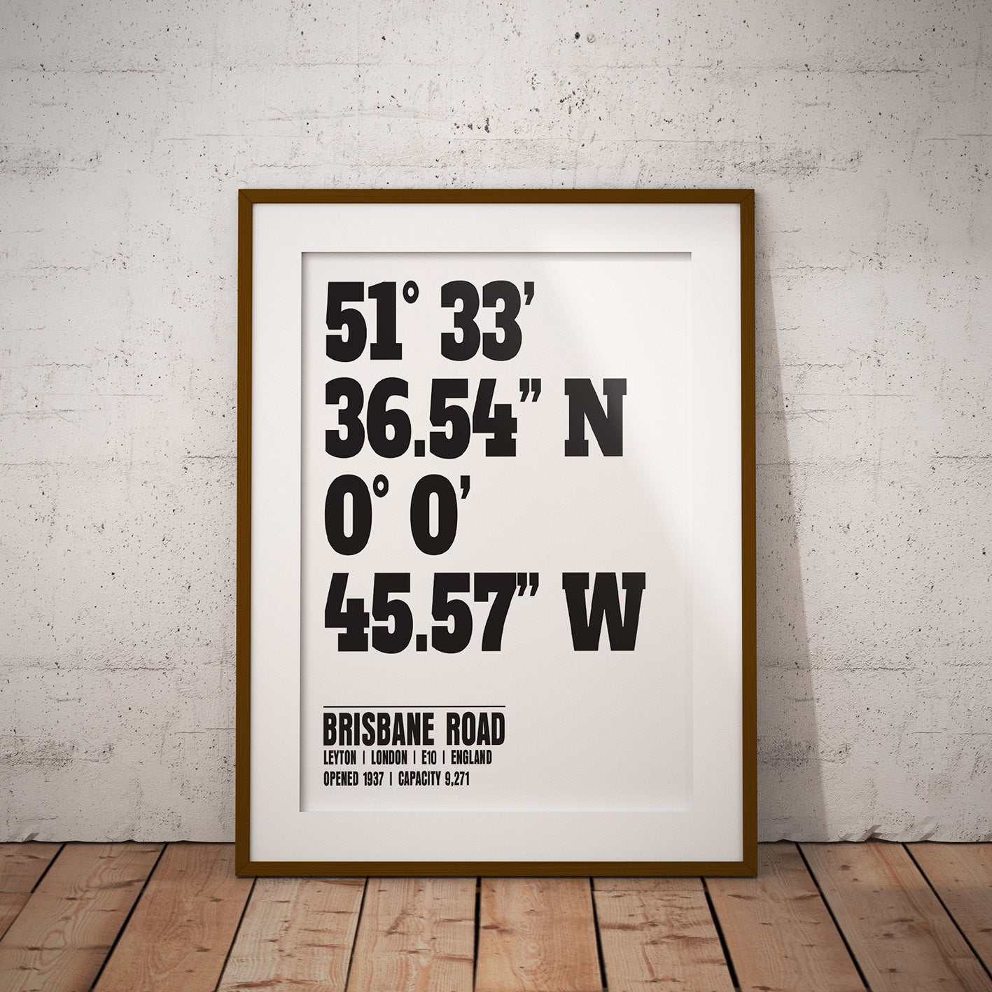 buy leyton orient brisbane road stadium coordinates location dms geography print art pixel8er wall decor gift