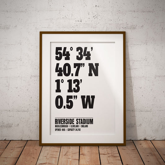 buy middlesbrough riverside stadium coordinates location dms geography print art pixel8er wall decor gift