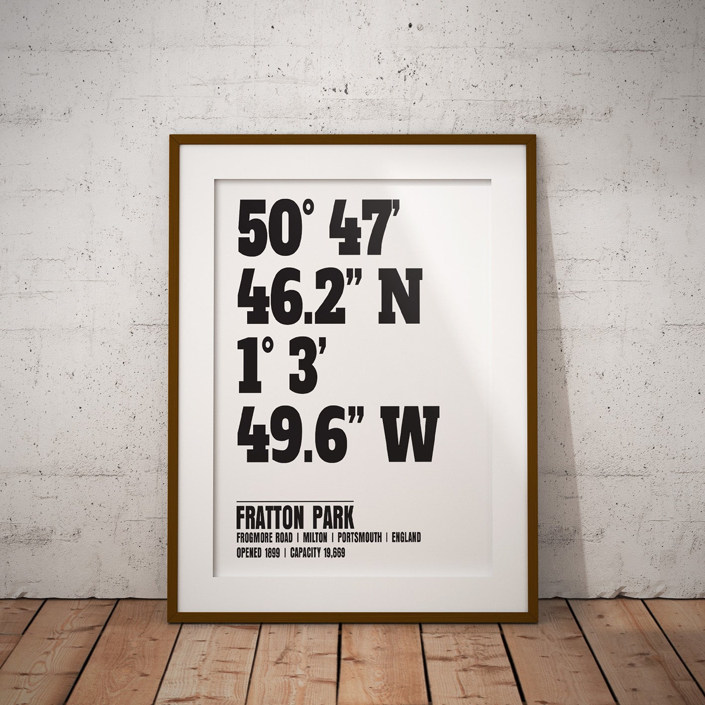 buy portsmouth fratton park play up pompey football stadium coordinates location dms geography print art pixel8er wall decor gift