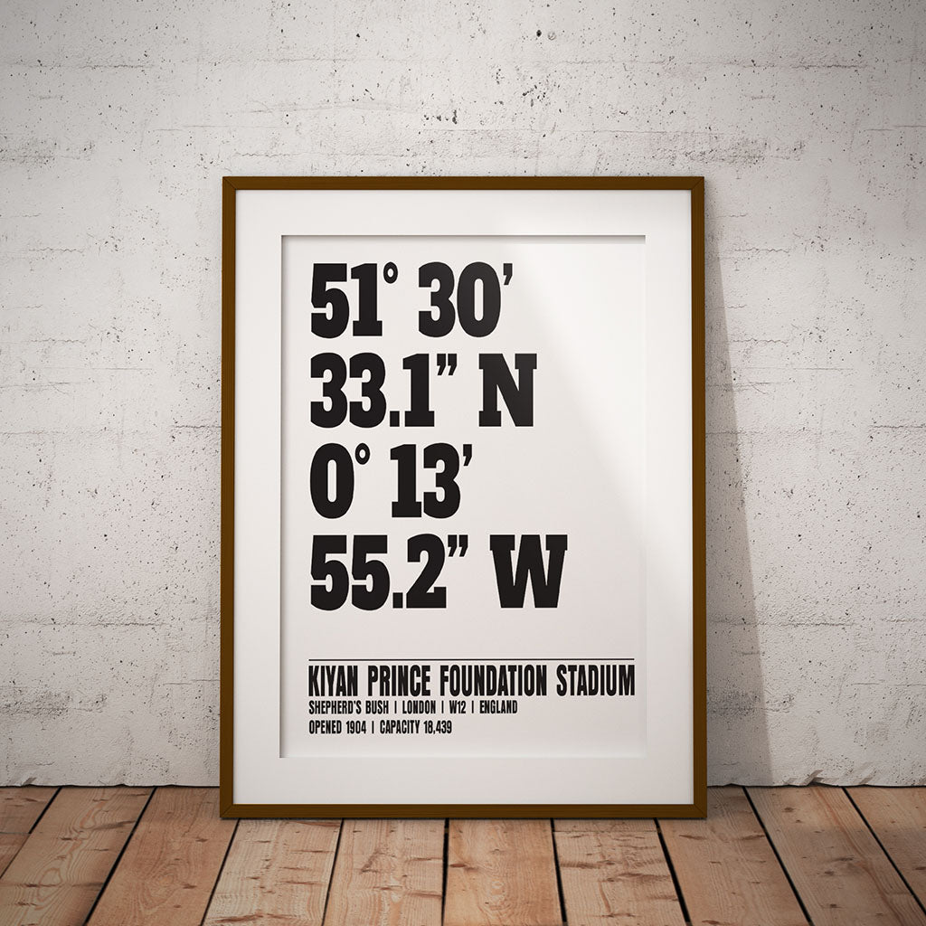 buy queens park rangers kiyan prince stadium coordinates location dms geography print art pixel8er wall decor gift qpr dad father christmas