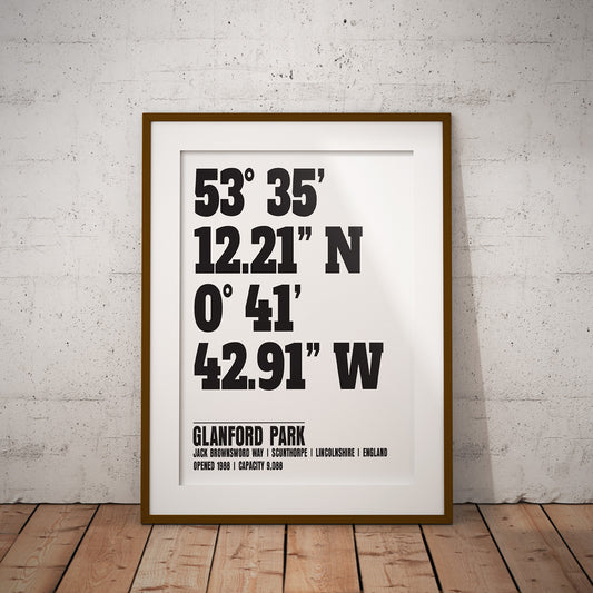 buy scunthorpe united glanford park stadium coordinates location dms geography print art pixel8er wall decor gift