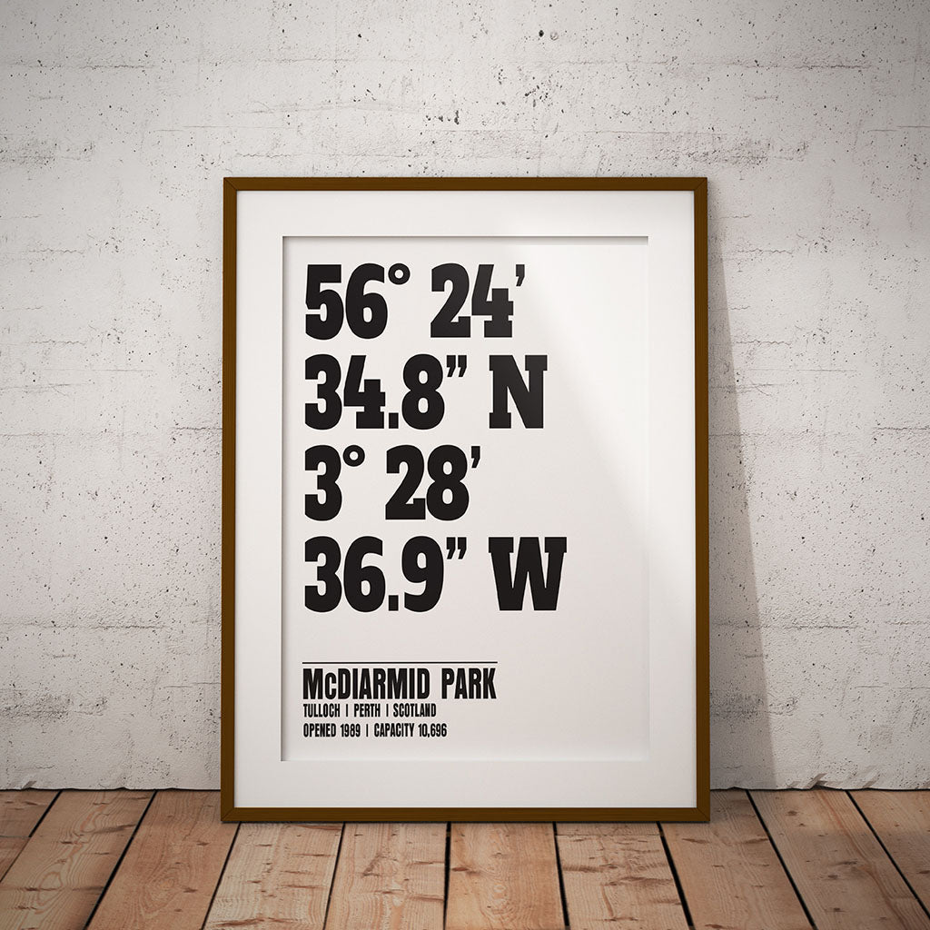 buy st johnstone mcdiarmid stadium scotland football coordinates location dms geography print art pixel8er wall decor gift