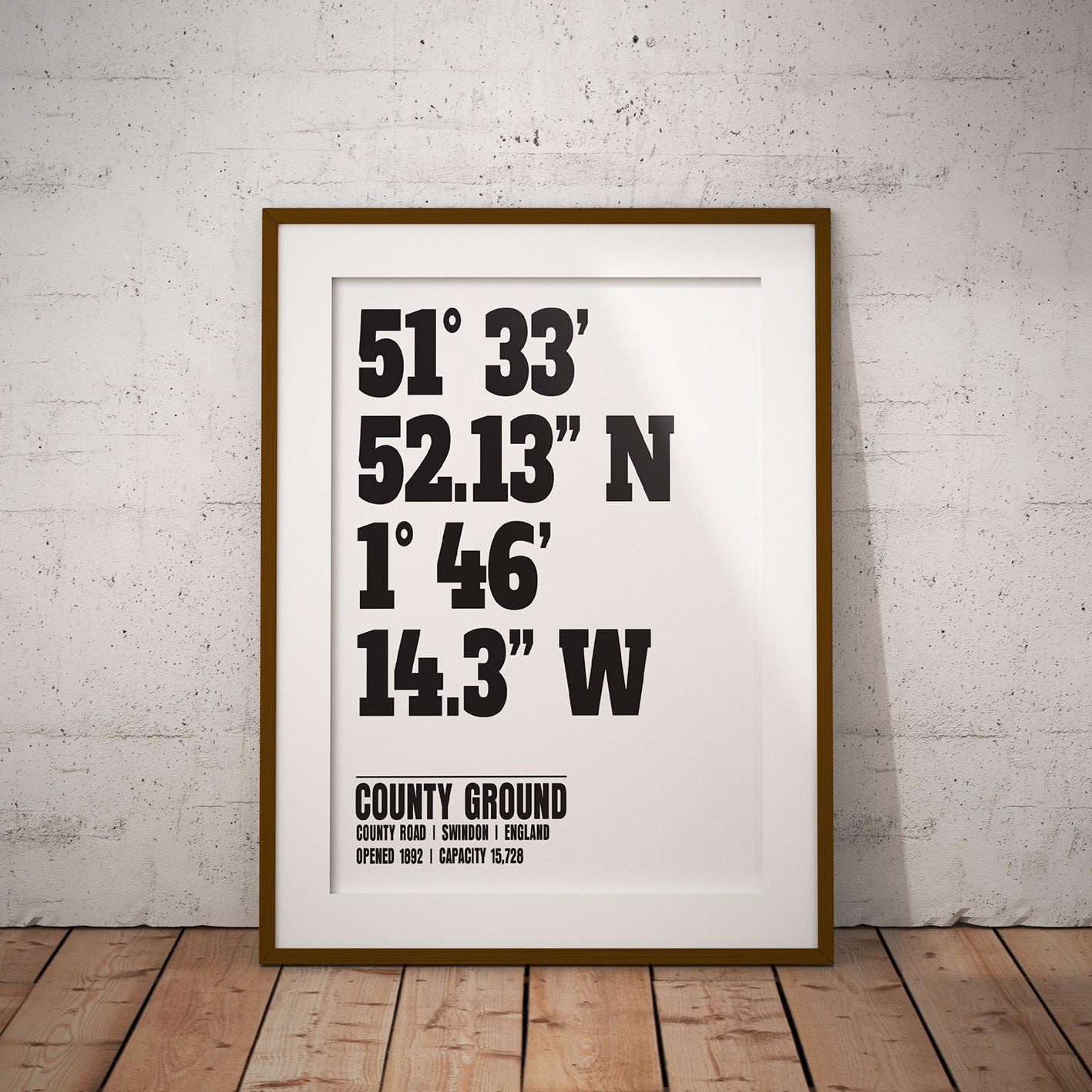 buy swindon town county ground stadium coordinates location dms geography print art pixel8er wall decor gift