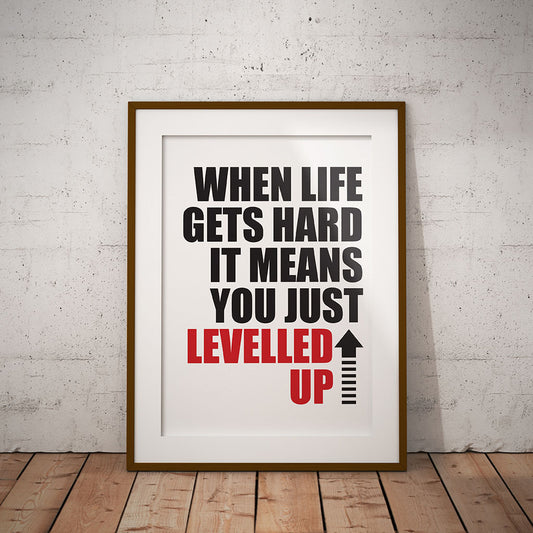 buy geek wall when life gets hard it means you levelled up pixel8er nerd art game room decor motivational print