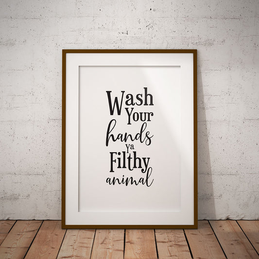 buy wall word Wash toilet Your Hands you filthy animal bathroom-print decor art word funny pixel8er minimalist