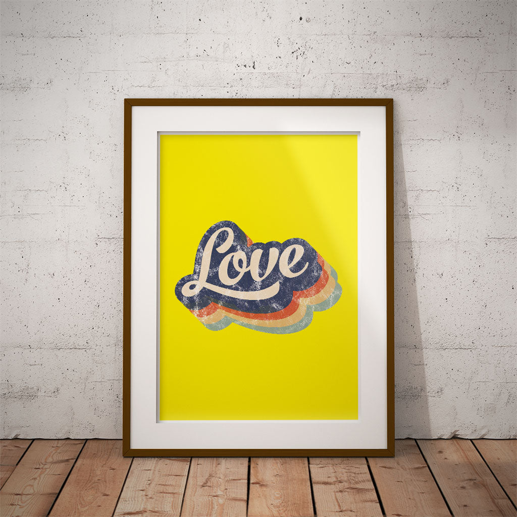 buy love retro scruffy shabby motivational custom personalised word print minimalist pixel8er poster gift art typography