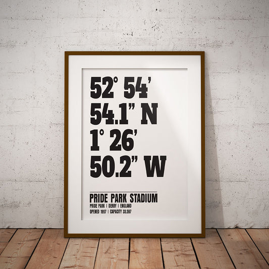 buy derby county pride park location stadium coordinates geography print poster art pixel8er buy instant digital downloadable printable download