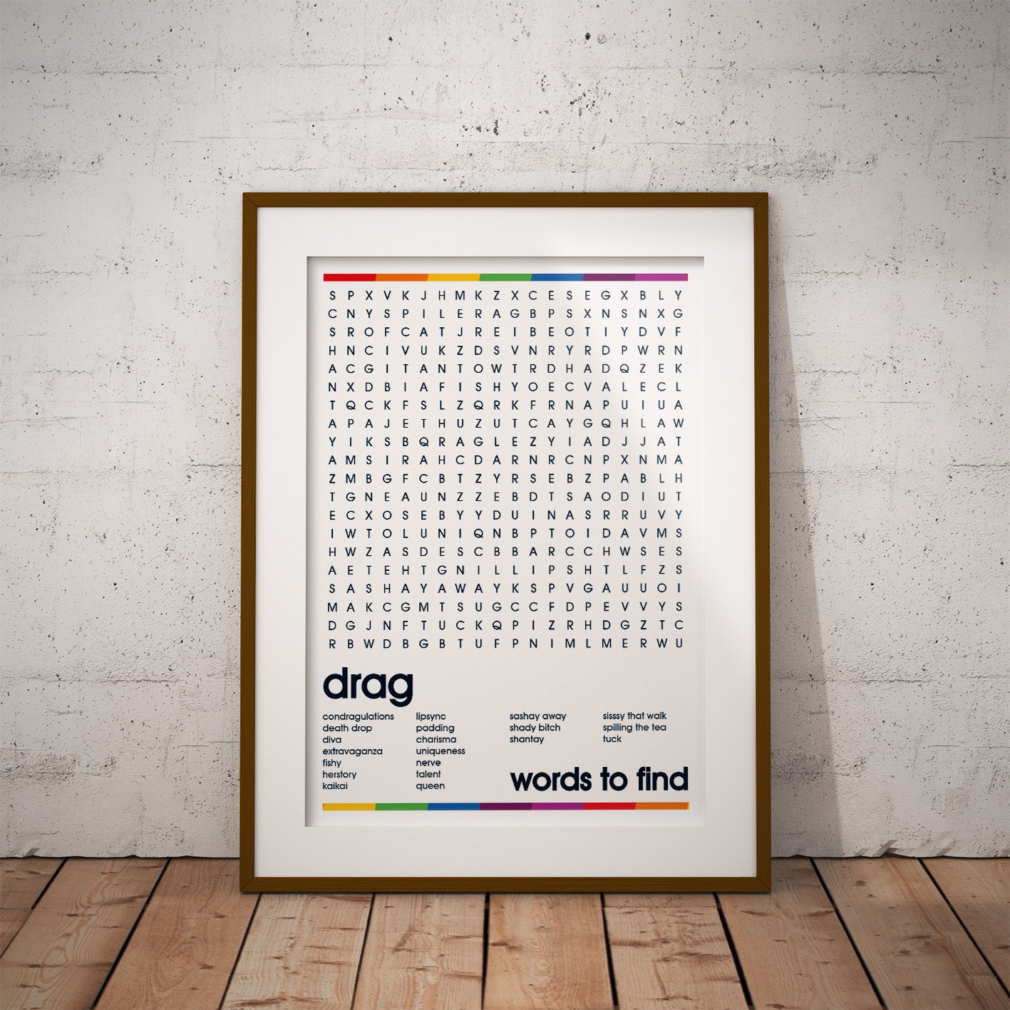 drag race ru paul tuck diva visage show sashay shantay charisma uniqueness nerve talent wall art decor print buy gift word search puzzle brain teaser pixel8er instant digital downloadable download printable