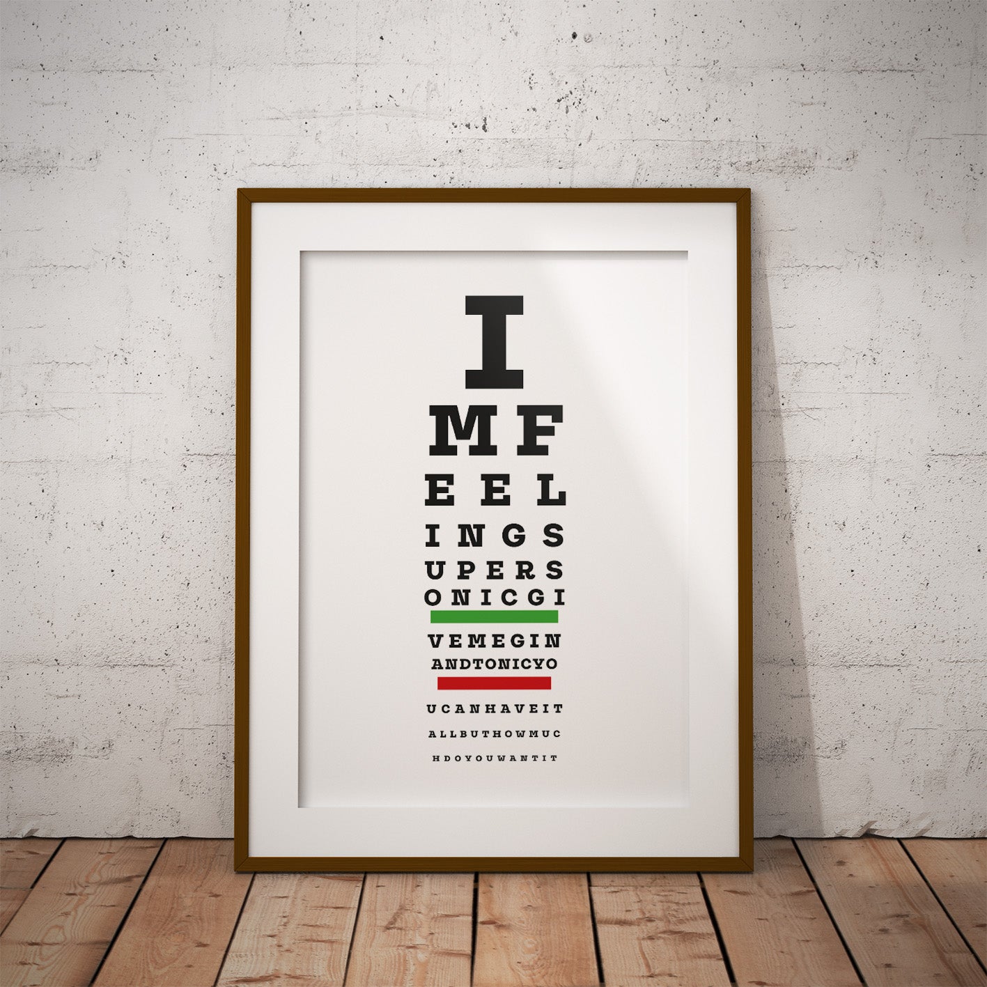 eye chart snellen oasis feeling supersonic brit pop music classic anthem gift print decor wall art song lyric buy design pixel8er