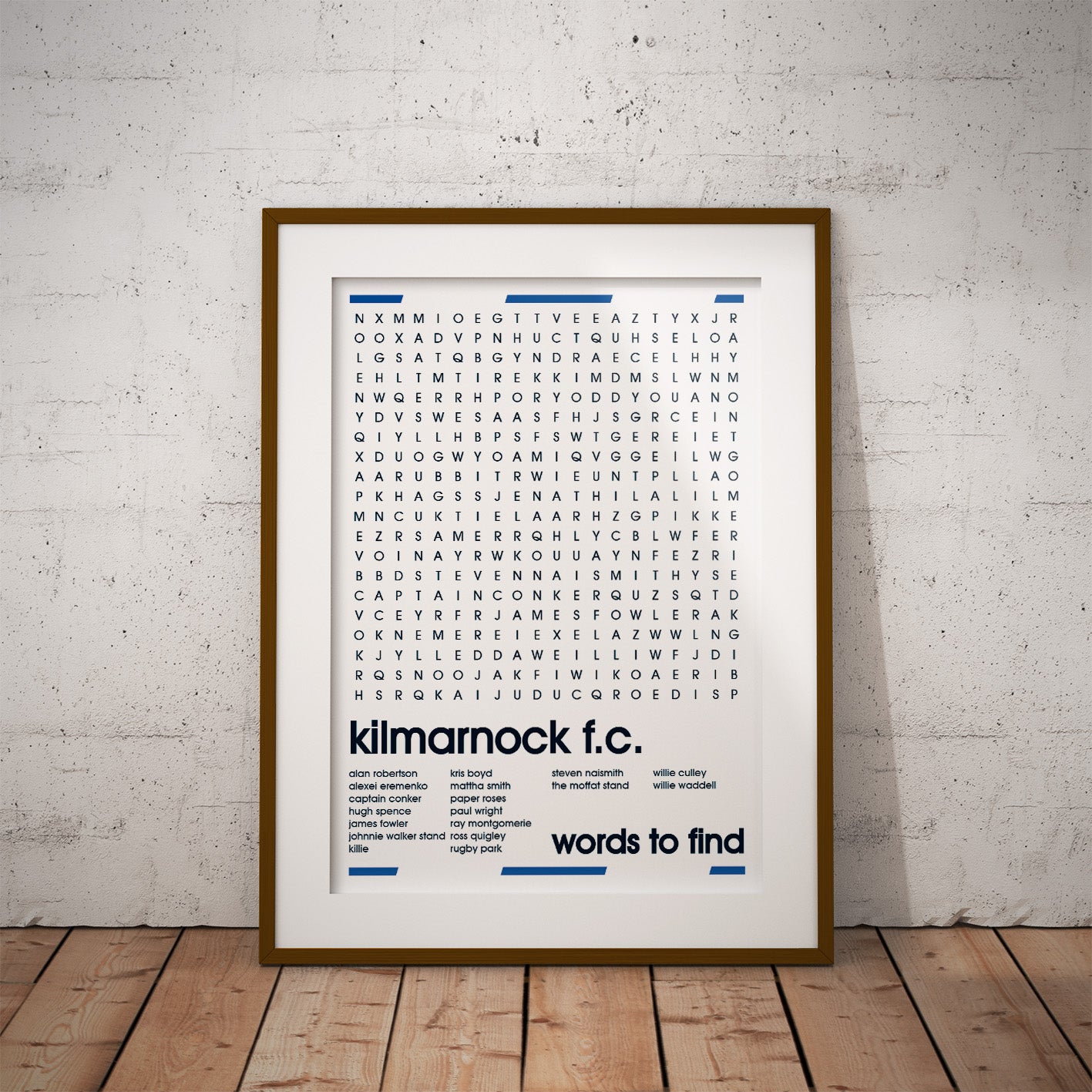 kilmarnock killie rugby park buy football fan gift art fun wordsearch history famous stadiums soccer man cave nerd supporter club teaser wall decor