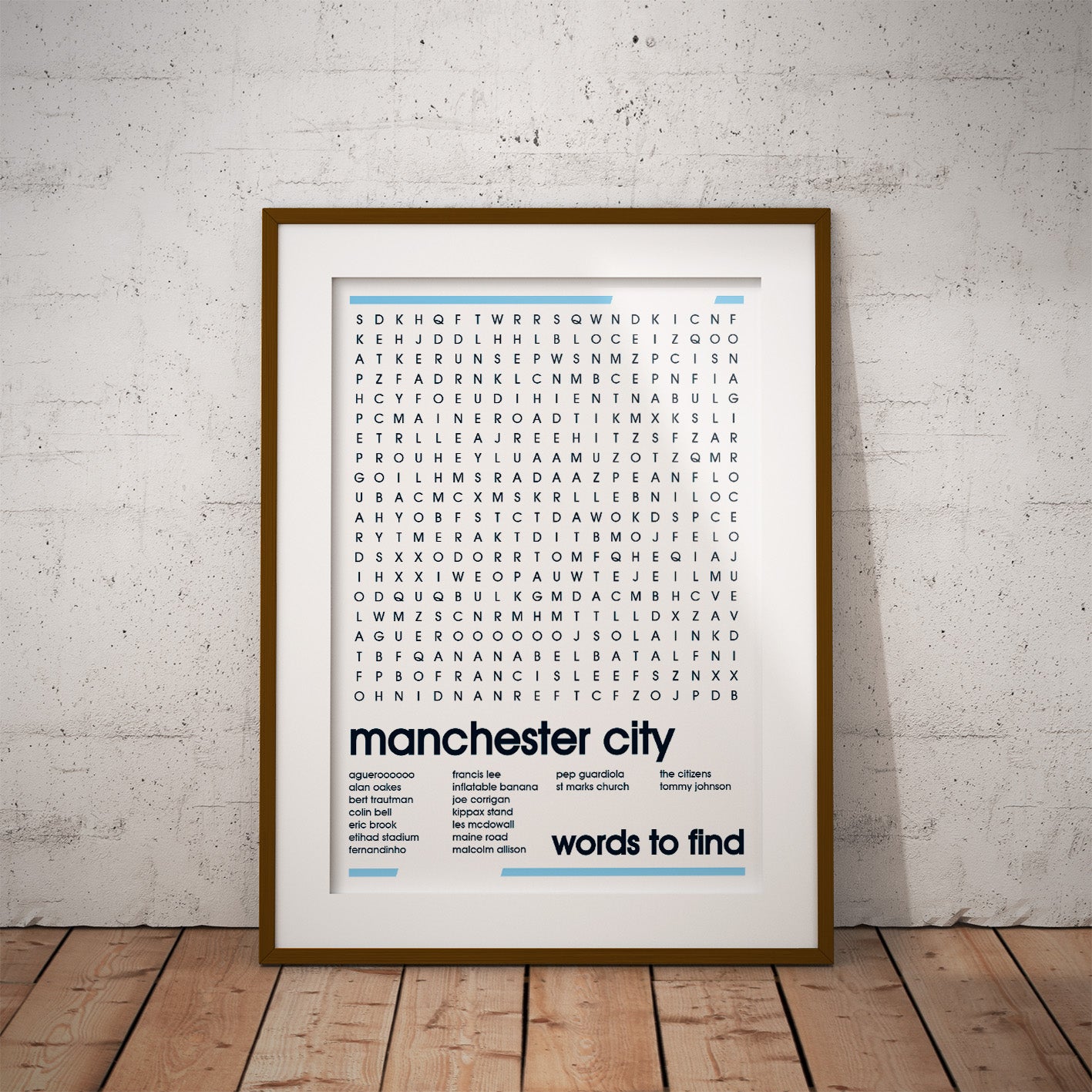 manchester city aguero citizens blue moon buy football fan gift art fun wordsearch history famous stadiums soccer man cave nerd supporter club teaser wall decor
