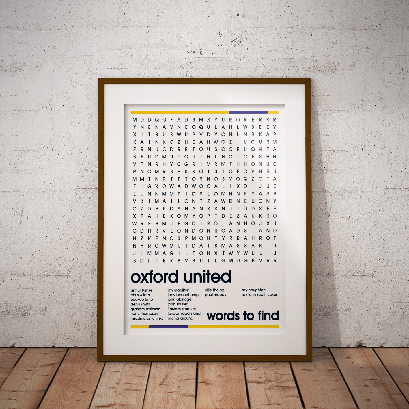 manor ground Oxford united kassam buy football fan gift art fun word search history famous stadiums soccer man cave nerd supporter teaser wall decor