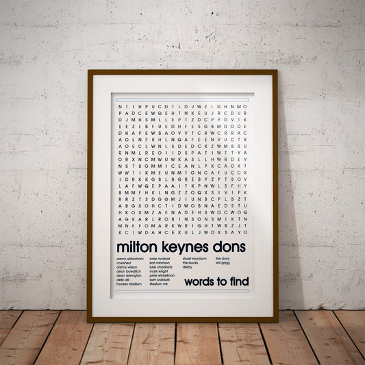 mk milton keynes dons buy football fan gift art fun word search history famous stadiums soccer man cave nerd supporter club teaser wall decor Aaron Wilbraham