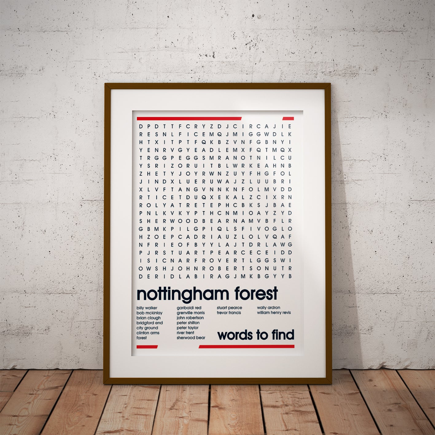 nottingham forest clough trent buy football fan gift art fun wordsearch history famous stadiums soccer man cave nerd supporter club teaser wall decor