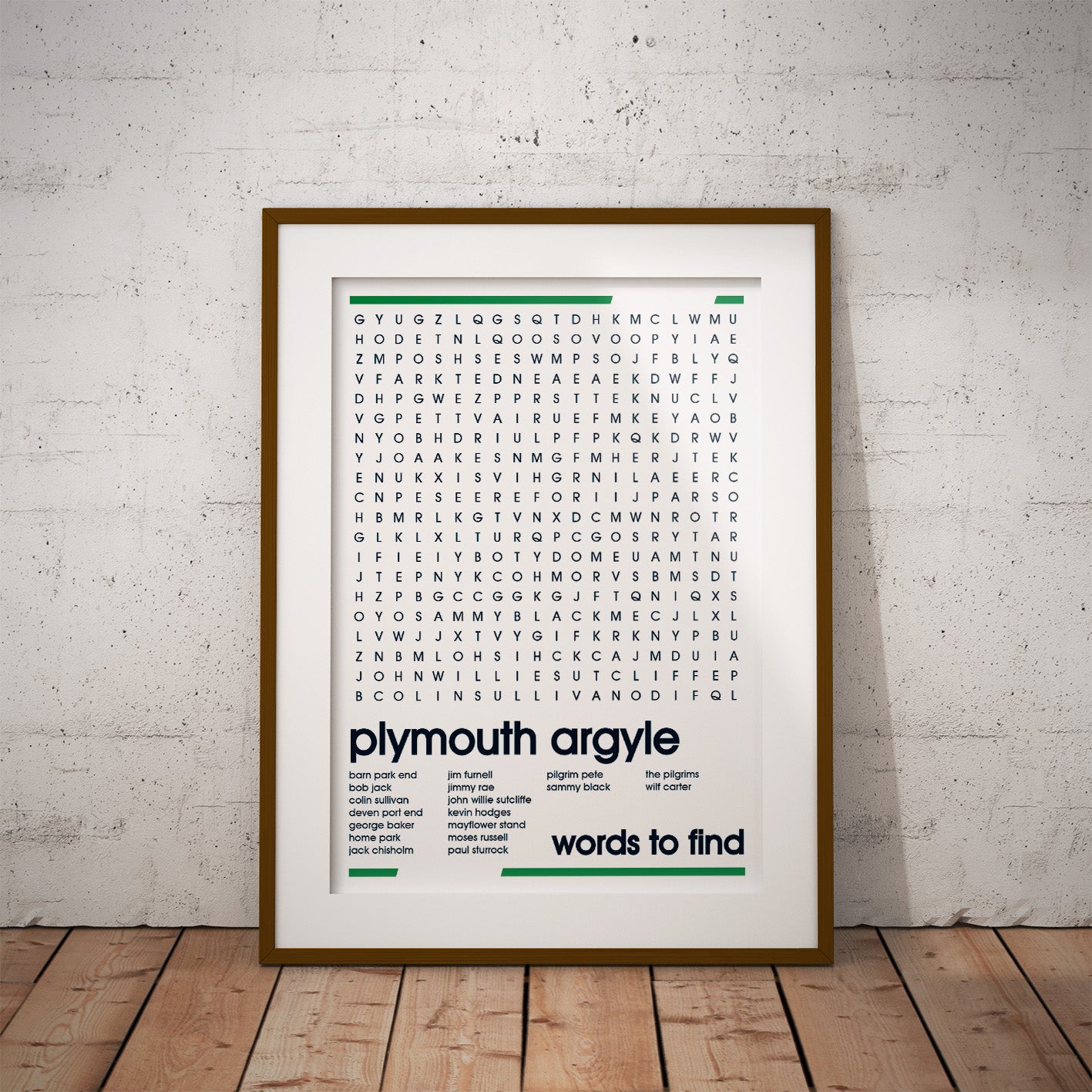 plymouth argyle pilgrims buy football fan gift art fun wordsearch history famous stadiums soccer man cave nerd supporter club teaser wall decor