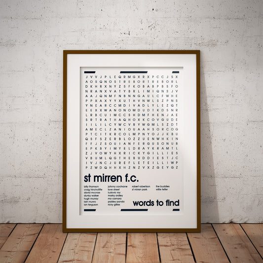 st mirren love buy football fan gift art fun word search history Scotland famous stadiums soccer man cave nerd supporter club teaser wall decor