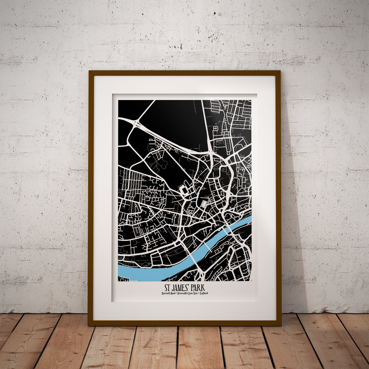 map location newcastle united st james park location coordinates print minimalist pixel8er geography football stadium ground buy geordie magpies